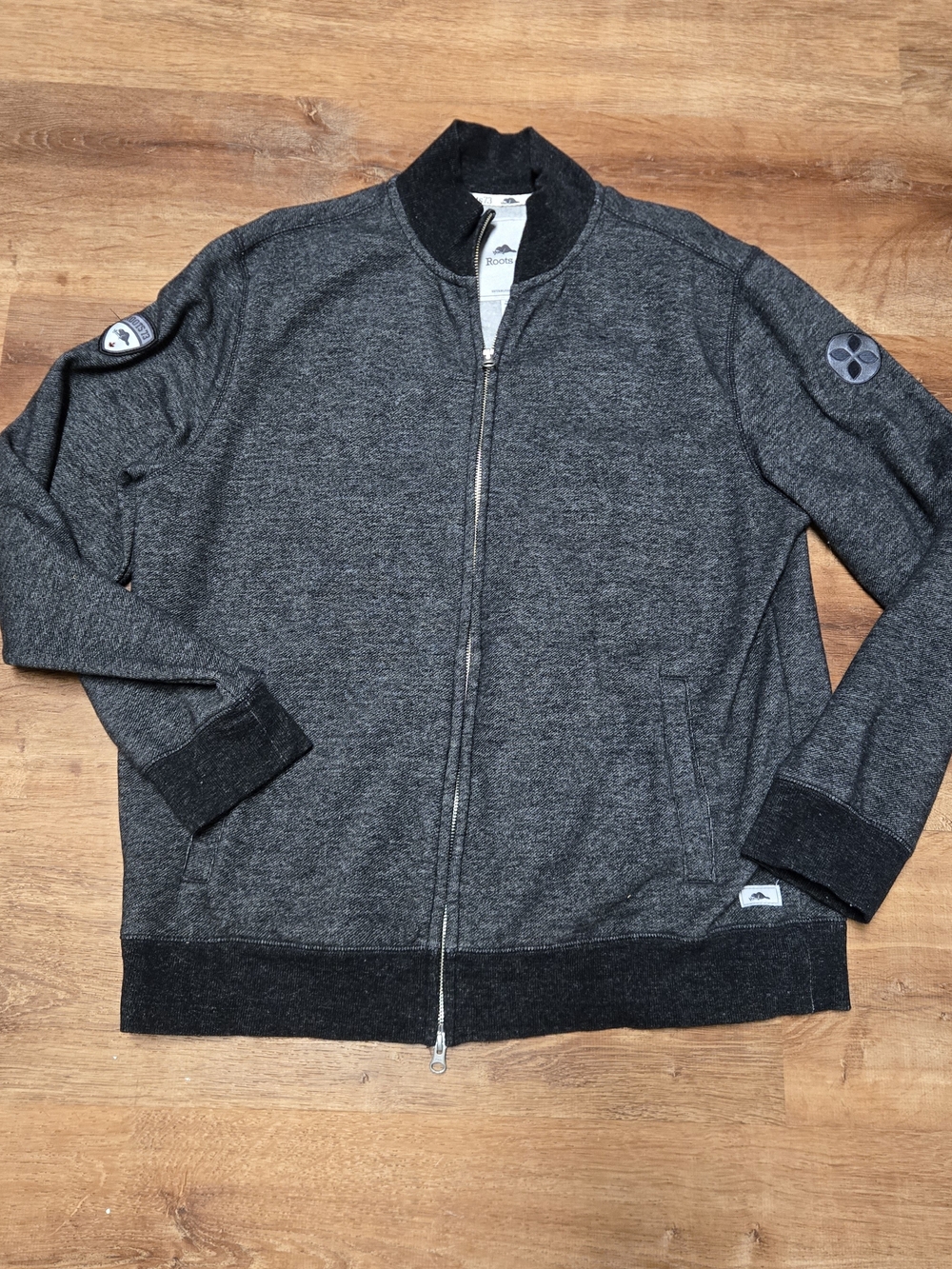 Roots Men’s Charcoal Heather Zip-Up Sweater Jacket Extra Large